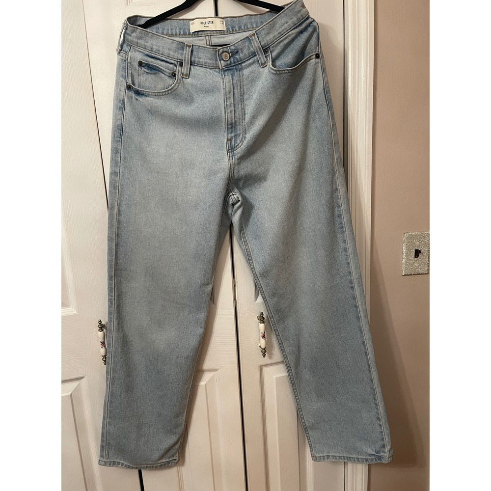 Hollister Mens Baggy Fit Light Wash Denim Jeans W33 L32 Blue Wide Leg Relaxed